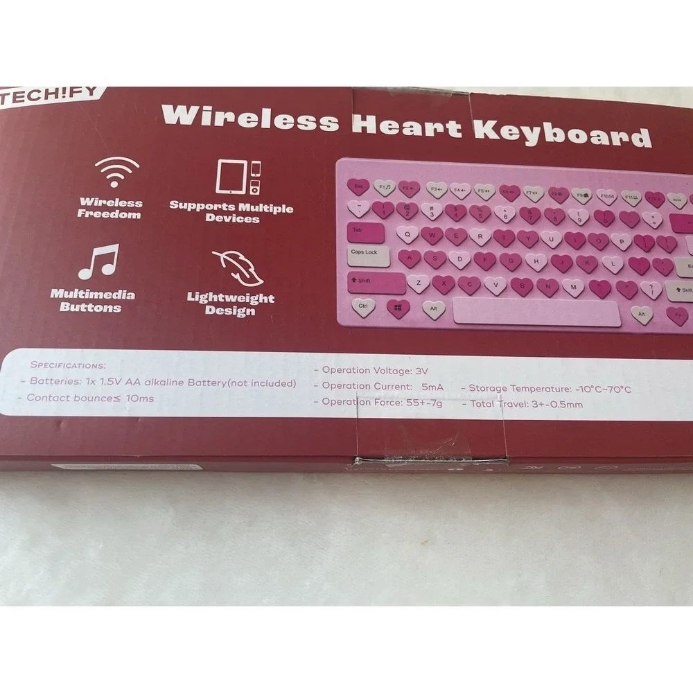 NEW Wireless Heart Keyboard - Pink Preppy Feminine Valentines Love Girly Pretty